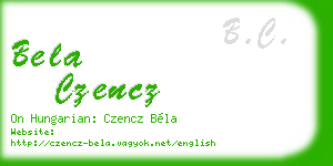 bela czencz business card
